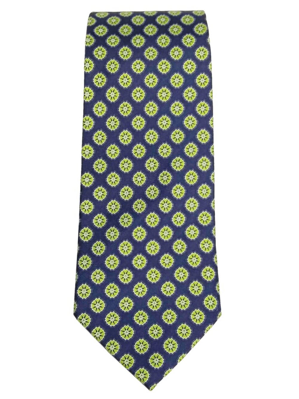 Very Bradley for Baekgaard 100% Silk Tie Cambridge Blues Navy n Green Medallion